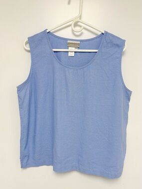 Coldwater Creek Women’s Light Blue Scoop Neck Linen Blend Tank Size XL
